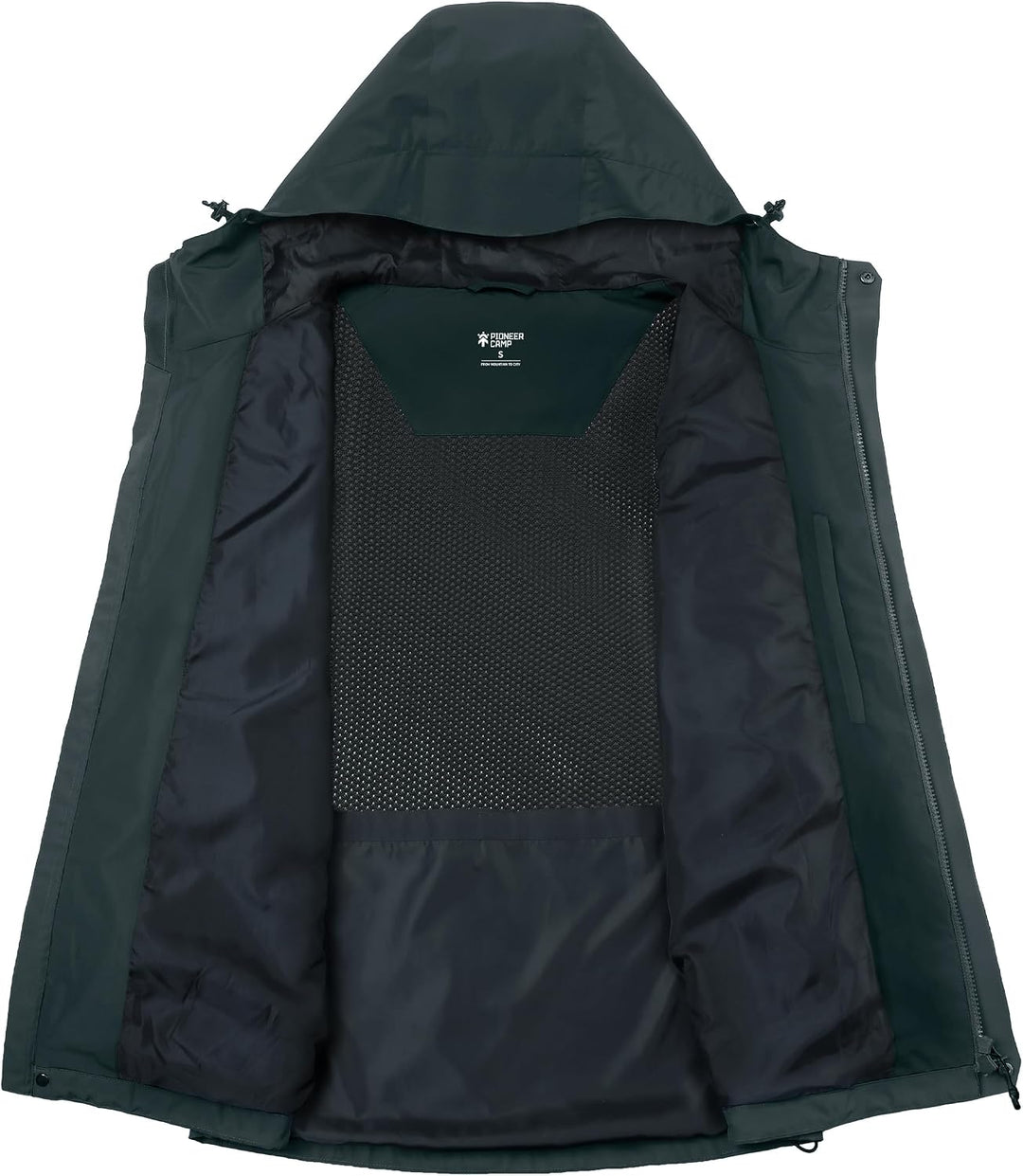 Pioneer Camp Herren Regenjacke Wasserdicht Atmungsaktiv Outdoor Jacke Mit Kapuze 4 Taschen, Grau