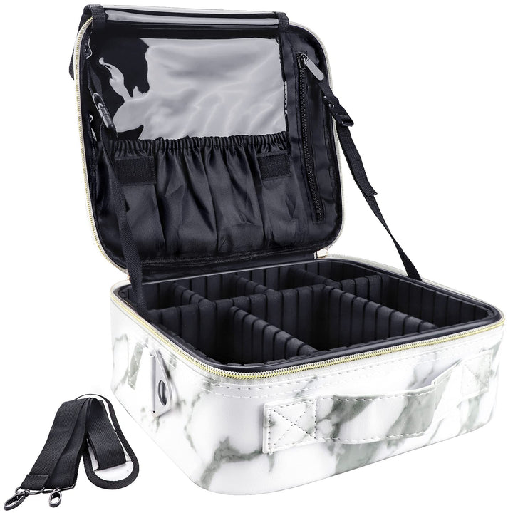 Kosmetiktasche, Schminkkoffer PU Leder Grosse Kapazität Professionelles Make Up Organizer Tasche Was