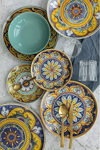 Villa d'Este Home Tivoli Set mit 3 Pizzatellern, 33 cm, aus Steinzeug (Made in Italy)