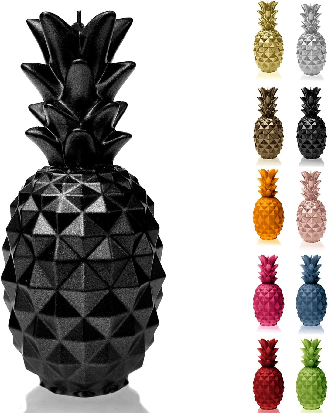 Candellana Ananas Paraffinkerze 10x10x21 cm - Schwarzmetallic Kerze Dekorativ - Kerzen Aesthetic 3D