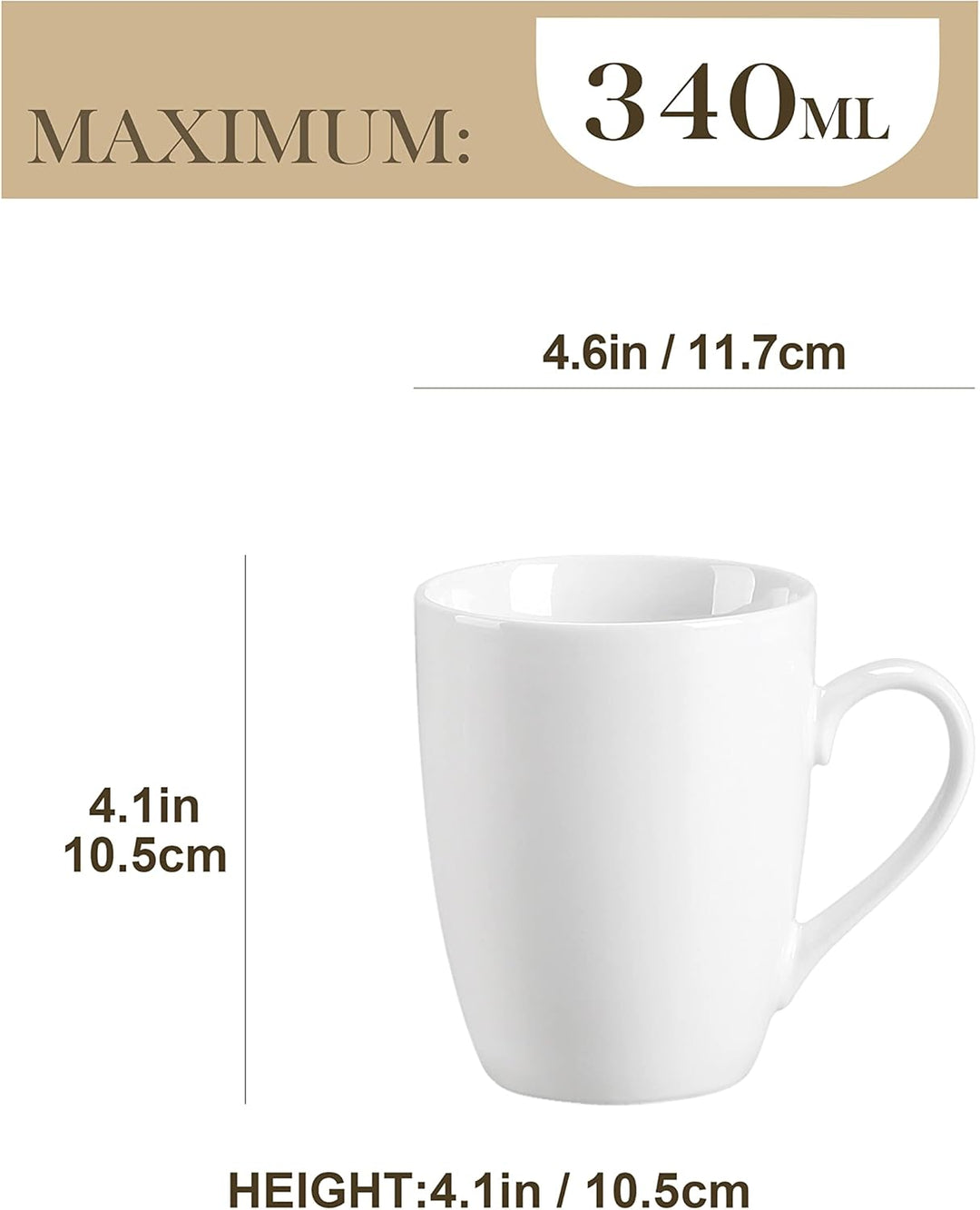 MALACASA, Serie Elisa, 6 TLG Porzellan Kaffeetasse Becher Set Tee Tasse Kaffeebecher Grauweiss