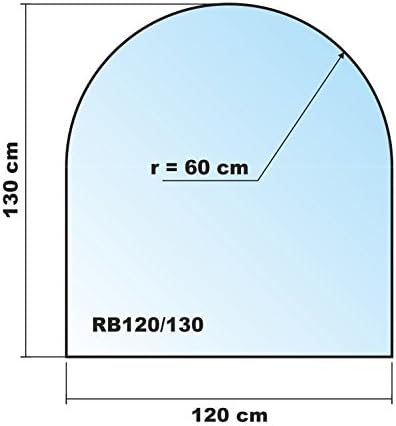 Rundbogen 120x130cm Glas schwarz - Funkenschutzplatte Kaminbodenplatte Glasplatte (Schwarz RB120x130