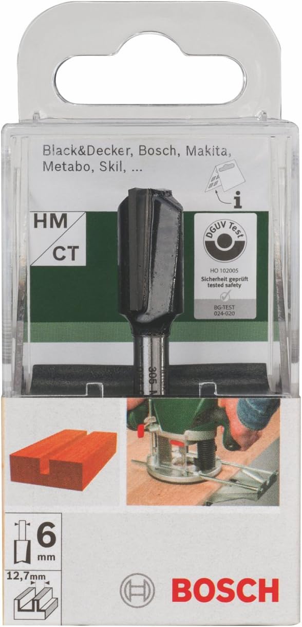 Bosch 2609256655 DIY Nutfräser zweischneidig, HartMetall, 12.7 mm°, 19.5 mm, 6 mm (1), 12.7 mm