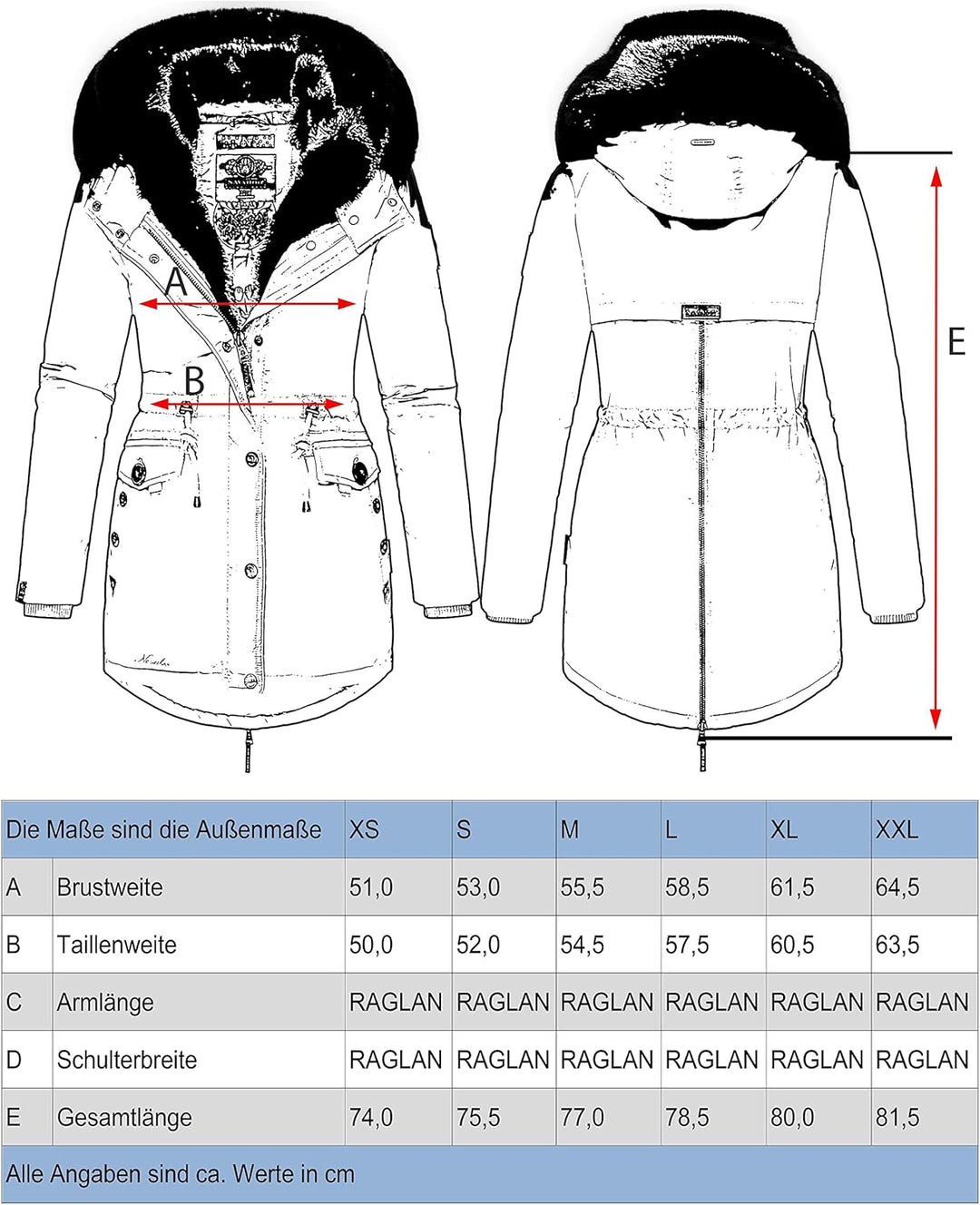 Navahoo Damen Warmer Winterparka mit doppelter Kunstpelz-Kapuze Sweety Deluxe XS-XXL XS Rose, XS Ros