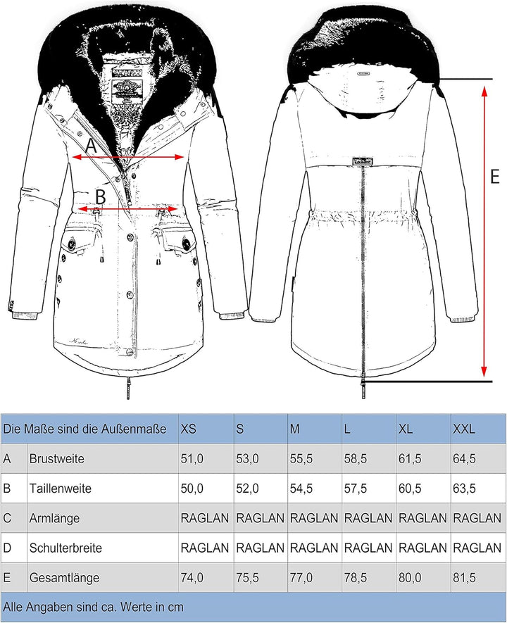 Navahoo Damen Warmer Winterparka mit doppelter Kunstpelz-Kapuze Sweety Deluxe XS-XXL XS Rose, XS Ros