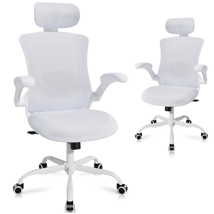 COLAMY Bürostuhl Mesh Computerstuhl, Bürostuhl Ergonomisch, Arbeitsstuhl mit Verstellbarer Kopfstütz