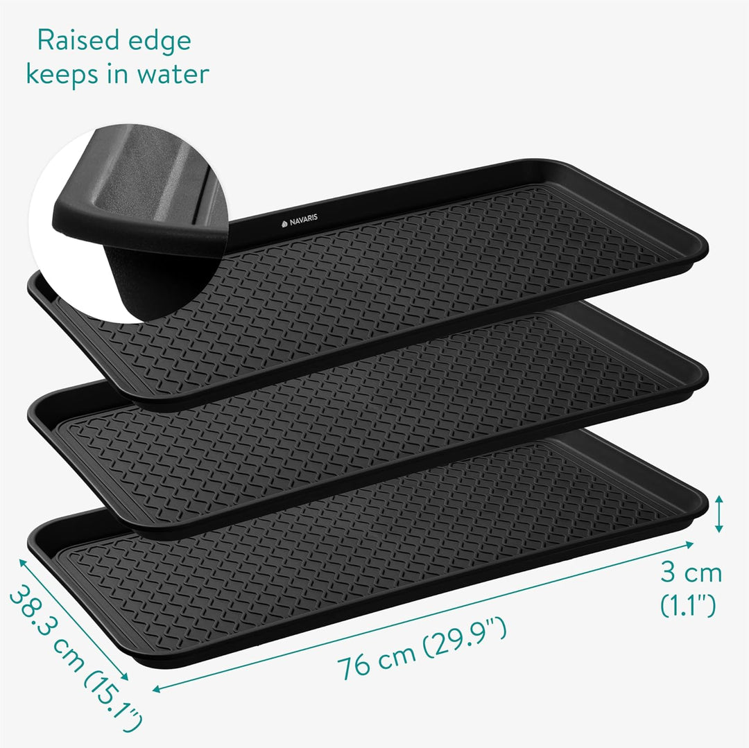 Navaris 3er Set XL Schuhablage Schuhabtropfschale - Schuhmatte Abtropfmatte - Abtropfmatte Schuhe -