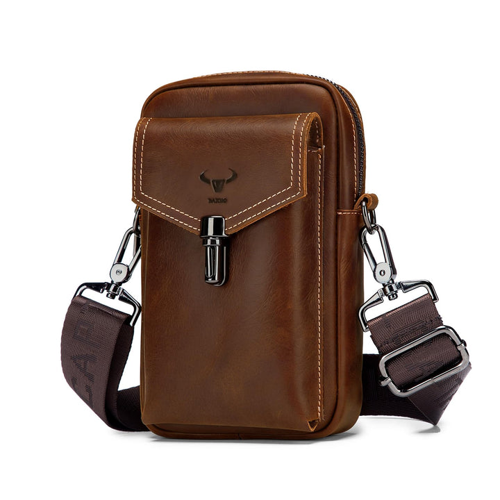 BAIGIO Handytasche Leder Vintage Gürteltasche Herren Hüfttasche Klein Schultertasche Umhängetasche R