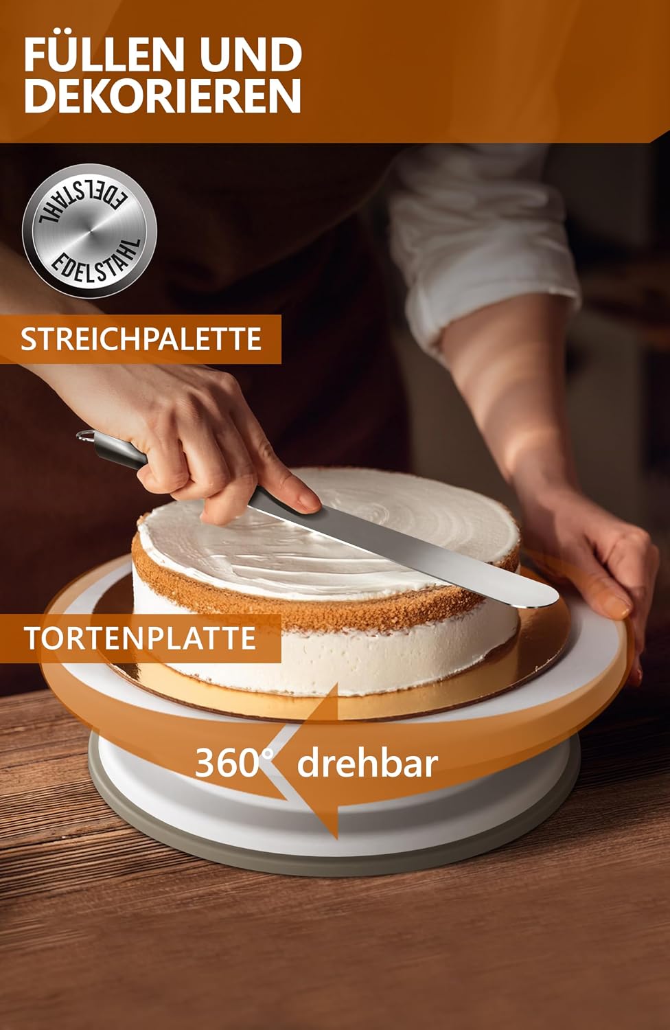 4smile Torten-Zubehör-Set 5 Teile - Tortenring verstellbar hoch 15 cm + Tortenschneider + Tortenhebe