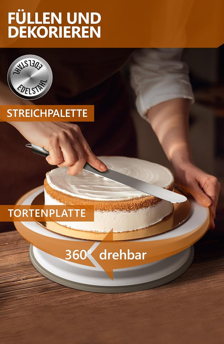 4smile Torten-Zubehör-Set 5 Teile - Tortenring verstellbar hoch 15 cm + Tortenschneider + Tortenhebe