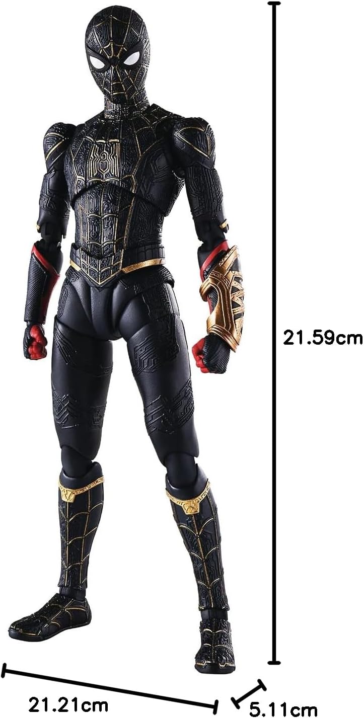 Abbildung S.H. Figuarts Spiderman Black and Gold Suit Special Set Spiderman No Way Home Marvel 15cm
