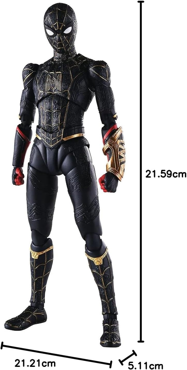 Abbildung S.H. Figuarts Spiderman Black and Gold Suit Special Set Spiderman No Way Home Marvel 15cm