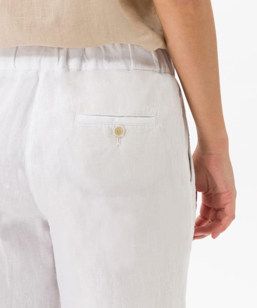 BRAX Damen Style Maine S Verkürzte Leinenhose Hose 27W / 30L Weiss 2, 27W / 30L Weiss 2