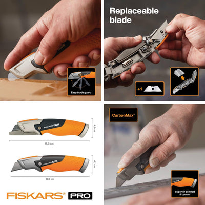 Fiskars Universalmesser mit feststehender Klinge, Länge 18,2 cm, Rostfreier Stahl/Kunststoff, Schwar