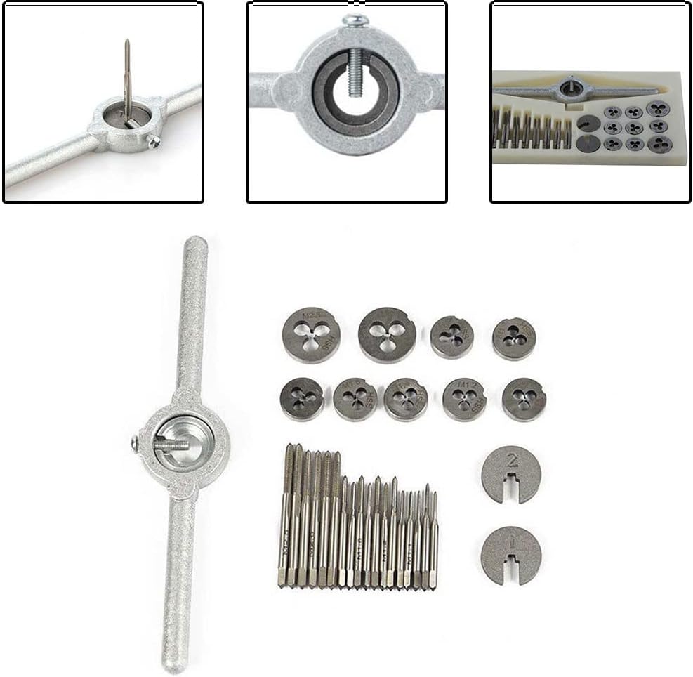 31 Stück M1-M2.5 HSS metrisches Gewindebohrer und Schneideisen-Set, Gewindebohrer, Gewindebohrer, Mi