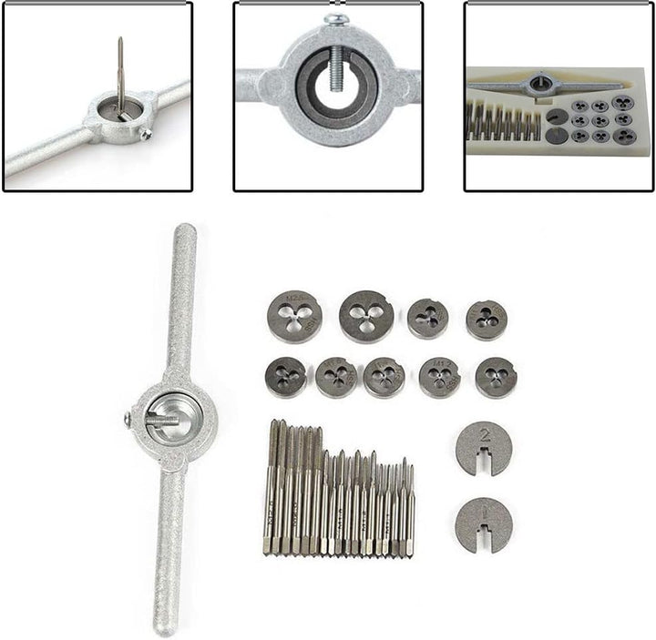 31 Stück M1-M2.5 HSS metrisches Gewindebohrer und Schneideisen-Set, Gewindebohrer, Gewindebohrer, Mi