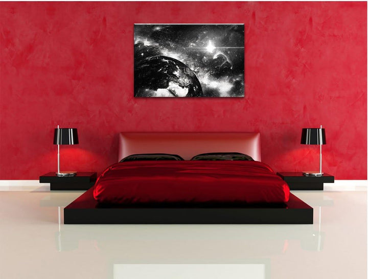 Pixxprint die Erde von Oben bei Nacht Kunst als Leinwandbild/Grösse: 100x70 / Wandbild/Kunstdruck/fe