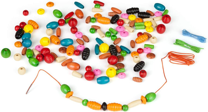 Lena 32020 - Bastelset Holzfädelperlen 164 Teile, ab 4 Jahre & 32044 - Bastelset Holzfädelperlen in