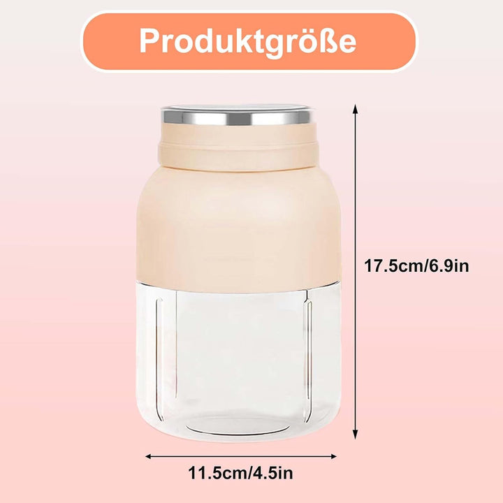 Tragbarer Mixer, Smoothie Maker to go, 1200 ml Blender Bottle mit 38 Klingen, Fresh Juice Mixer Flas