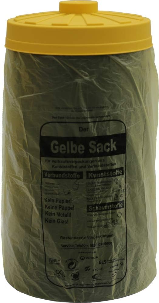 Sacktonne schwarz mit gelbem Deckel- für Gelber Sack Ständer Müllsackständer, Müllständer, Wertstoff