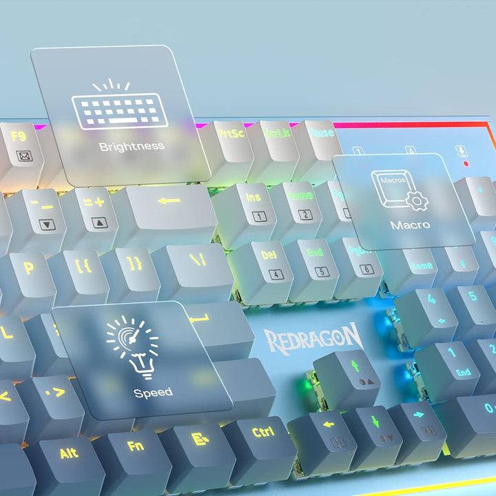 Redragon K654 RGB-Gaming-Tastatur, 104 Tasten Kabelgebundene Mechanische Tastatur mit Gewichtetem Al
