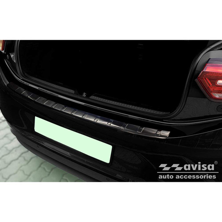 Avisa Schwarz Edelstahl Heckstossstangenschutz kompatibel mit Volkswagen ID.3 2020- 'Ribs'