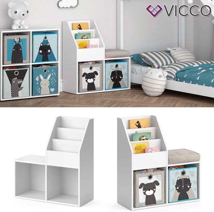 Vicco Bücherregal Luigi, Regal für Bücher, Weiss, 72 x 79 cm Weiss 34x79x30,9 cm, Weiß 34x79x30