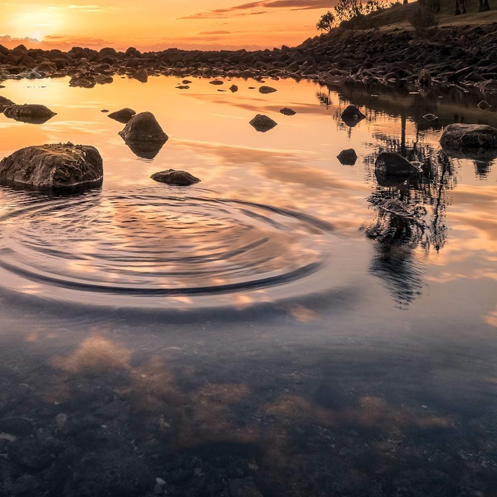 Feeby Bilder Sonnenuntergang 150x100 cm - Leinwandbild 5 Teilig XXL Kunstdruck orange Leinwandbild X