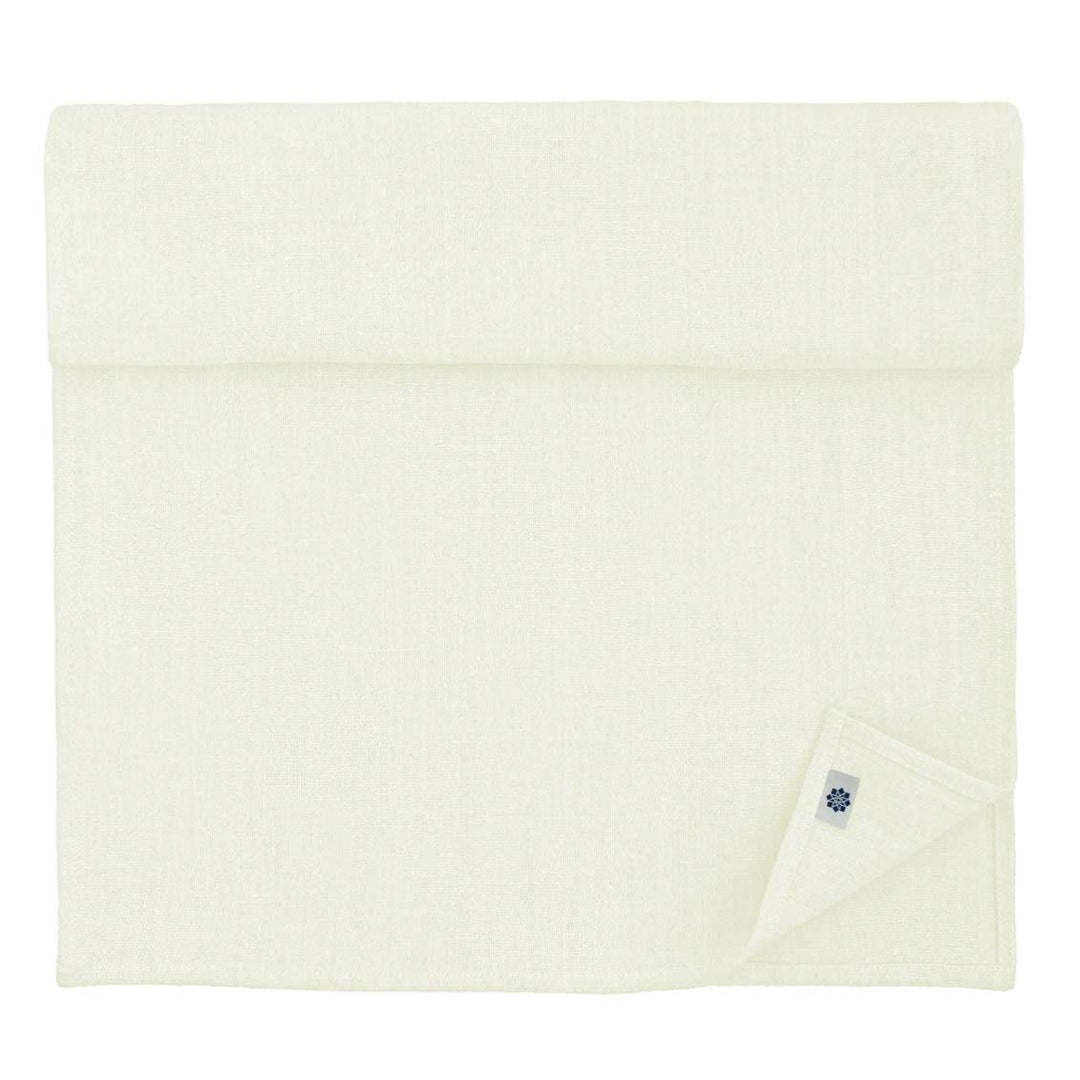 Linen &amp; Cotton Vintage Rustikal Shabby Chic Tischläufer Stoff Rustico -100% Leinen, Ecru Weiss Weiss