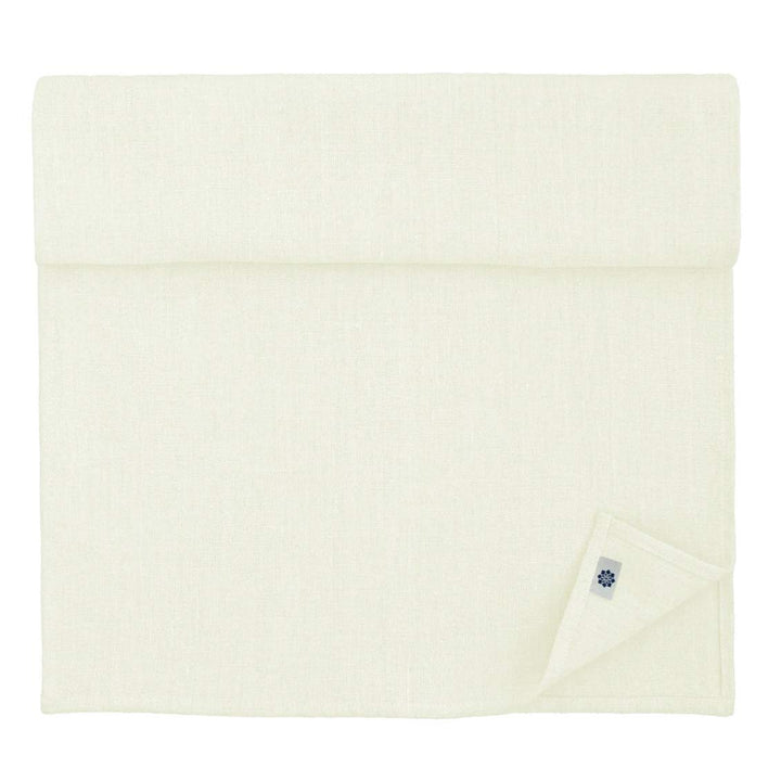 Linen &amp; Cotton Vintage Rustikal Shabby Chic Tischläufer Stoff Rustico -100% Leinen, Ecru Weiss Weiss