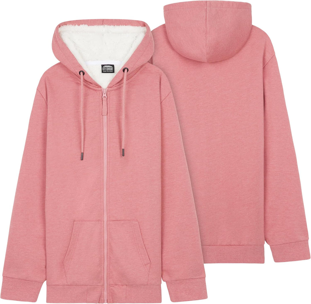 CityComfort Pullover Mädchen mit Fleece-Futter und Kapuze, Fleecejacke Kinder Mädchen Zipper Hoodie