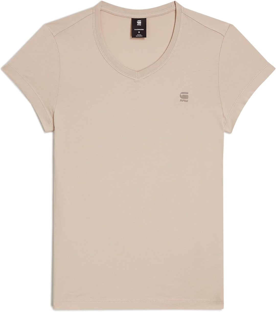 G-Star Damen Eyben Slim V-Neck Top 2.0 XXL Beige (Dk Brick D24533-4107-1214), XXL Beige (Dk Brick D2