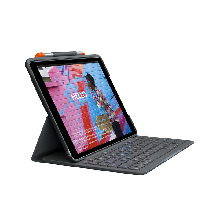 Logitech Slim Folio für iPad (7., 8. und 9. Generation) Tastatur-Case mit integrierter kabelloser Ta