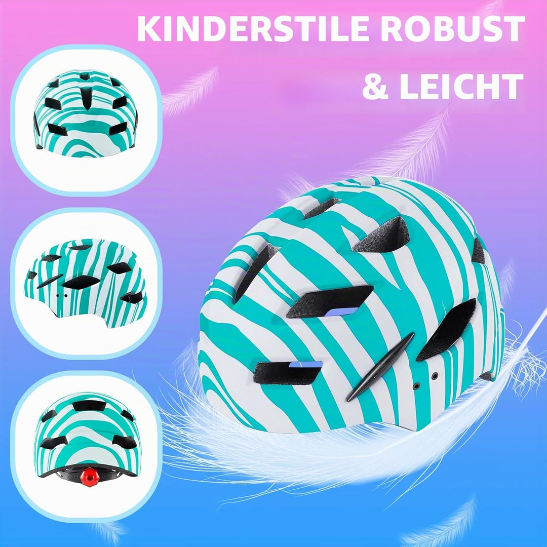 RaMokey Fahrradhelm Kinder, Fahrradhelm mit Licht für Kinder Leichter Kinderhelm mit Verstellbares Z
