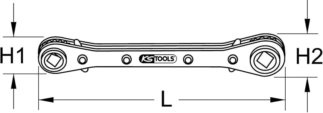 KS Tools 130.0122 4 in 1 Kälte-Klima-Ratschenschlüssel, umschaltbar