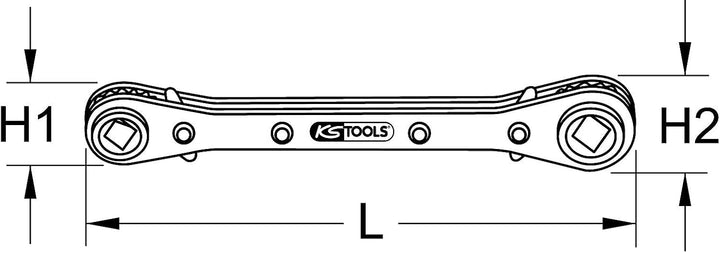 KS Tools 130.0122 4 in 1 Kälte-Klima-Ratschenschlüssel, umschaltbar