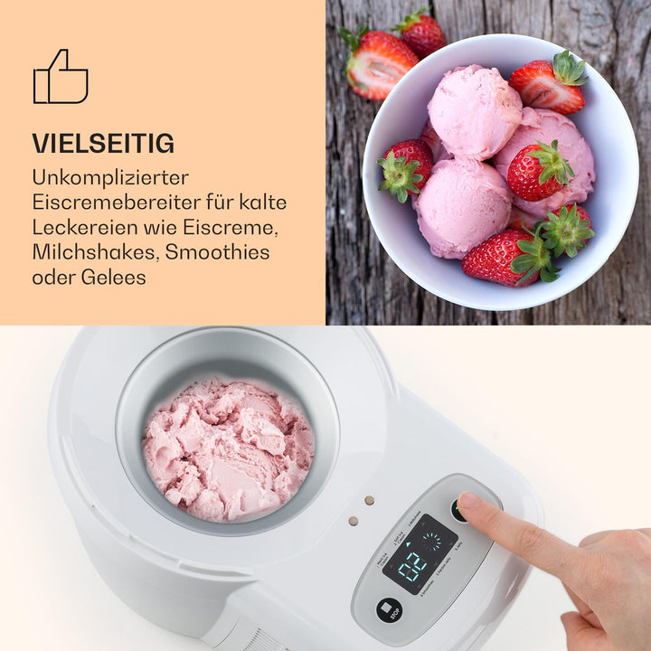 Klarstein Schneeflöckchen - Eiscremebereiter, Eismaschine, Speiseeismaschine, thermoelektrisches Küh