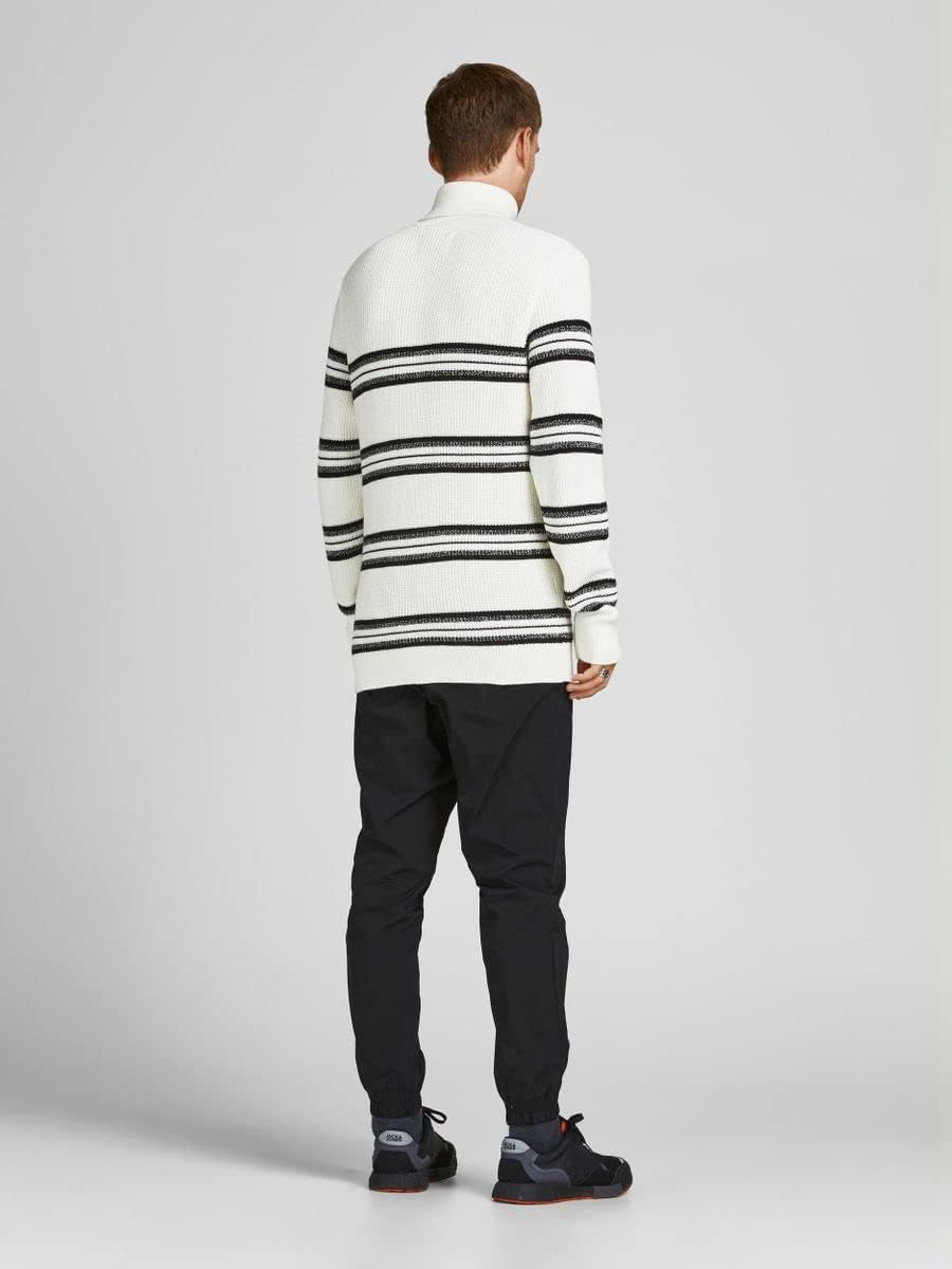 JACK&JONES Men's JCOPOWER Knit ROLL Neck BF Pullover, Cloud Dancer, L