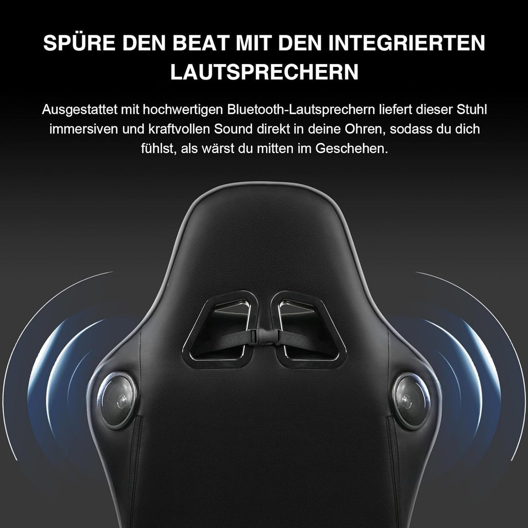 GTPLAYER Gaming Stuhl mit Fussstützen Lautsprecher Bluetooth Musik Bürostuhl Computerstuhl Schreibti