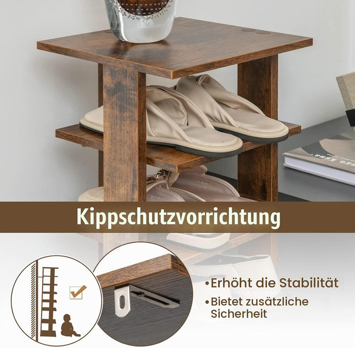 GIANTEX Schuhregal schmal und hoch, Schuhschrank Regal Holz 8 Ebenen, Schuhständer Schuhablage verti