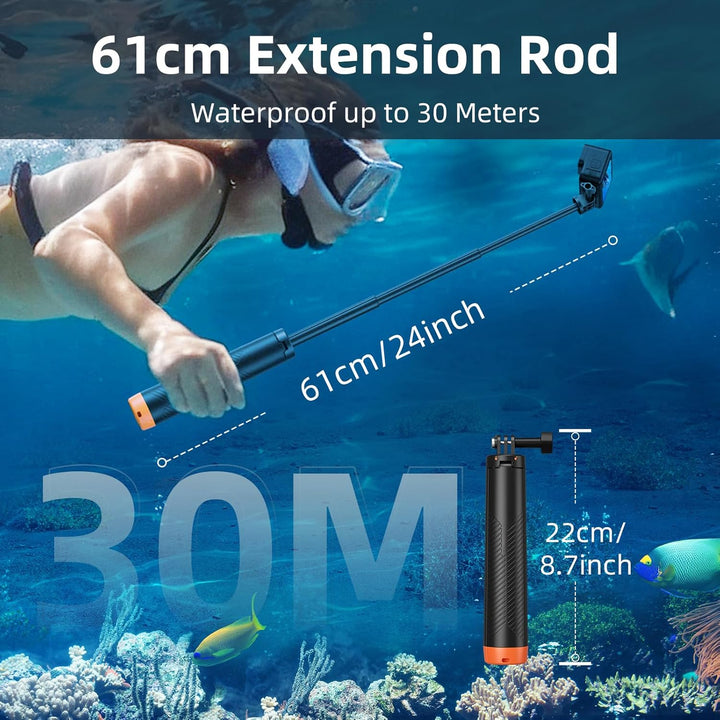 Schwebender Handgriff Selfie Stick Stativ Wasserdicht Ausziehbares Selfie Einbeinstativ für Go Pro H