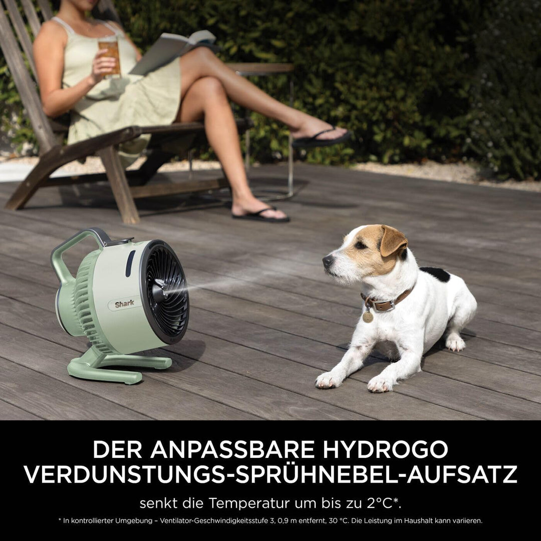 Shark FlexBreeze HydroGo Starker Ventilator mit Sprühnebel, Kühlung für drinnen & draussen, leise &