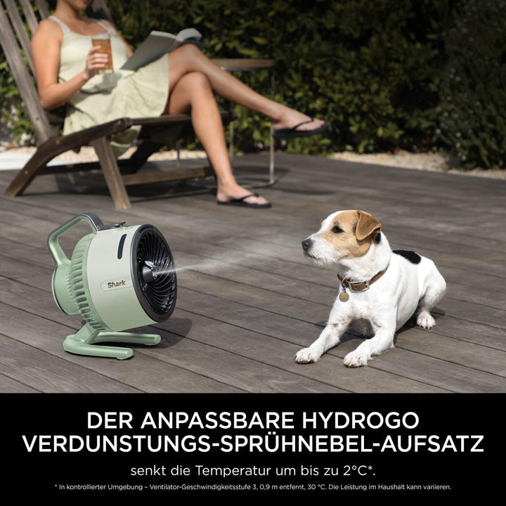 Shark FlexBreeze HydroGo Starker Ventilator mit Sprühnebel, Kühlung für drinnen & draussen, leise &