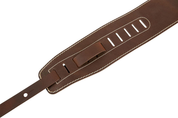 Warwick Teambuilt Genuine Leather Bass Strap - Brown, Silver Embossing