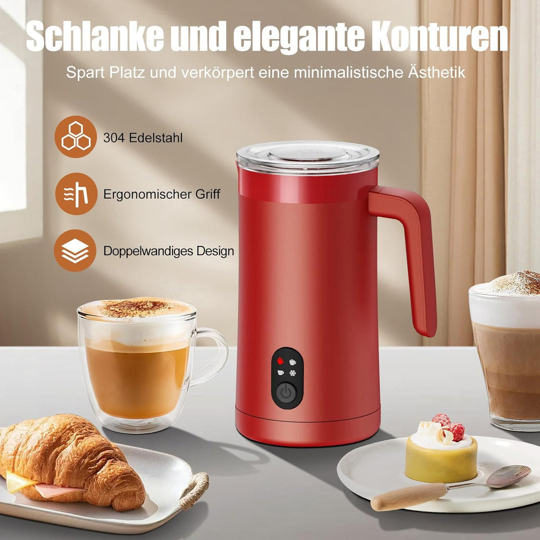Milchaufschäumer, 400 ml Milchaufschäumer Elektrischer 4-in-1 für Heissen und Kalten Milchschaum, Au