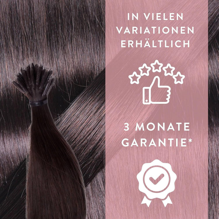 hair2heart Premium Nanoring Extensions Echthaar glatt - 25 Strähnen 0.8g 50cm 4/0 mittelbraun 50cm 2