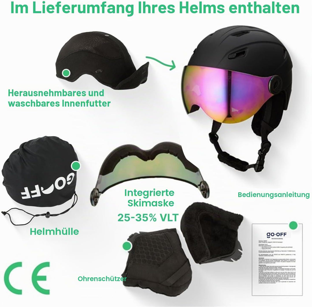 GOOFF Speed Skihelm mit Visier - Helm mit Belüftung und Schutz – Leichtgewicht und Renn-Design – int