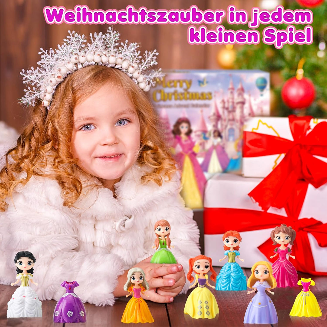 Prinzessin Adventskalender 2025 Mädchen – 24 Tage Weihnachtskalender mit Verformbaren Spielzeug Figu