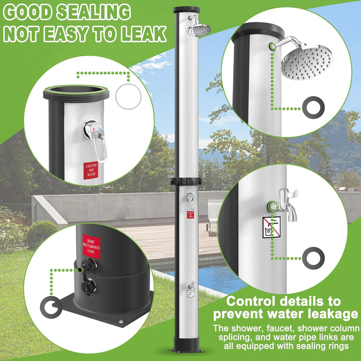 UISEBRT Solardusche 35 Liter - Gartendusche Solar Warmes Wasser max. 60°C ohne Stromanschluss, Ausse