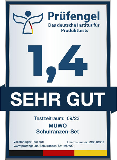 MUWO Kinder Schulranzen Set 5tlg. ergonomischer leichter Schulrucksack mit Sporttasche, Turnbeutel,